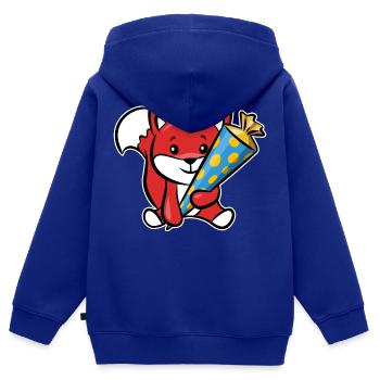 Schlauer Fuchs mit Zuckertüte - Kinder Premium Organic Zip Hoodie - Royalblau - Hinten - AI Model Kid Male (0cm)