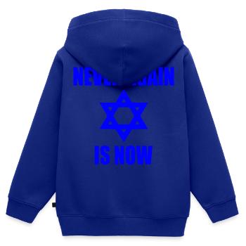 Never again is now - Kinder Premium Organic Zip Hoodie - Royalblau - Hinten - AI Model Kid Male (0cm)