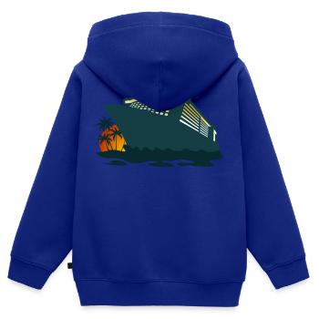 Croisière, Bateau De Croisière, Croisière - Sweat Premium à capuche zippé enfant bio - bleu roi - Dos - AI Model Kid Male (0cm)