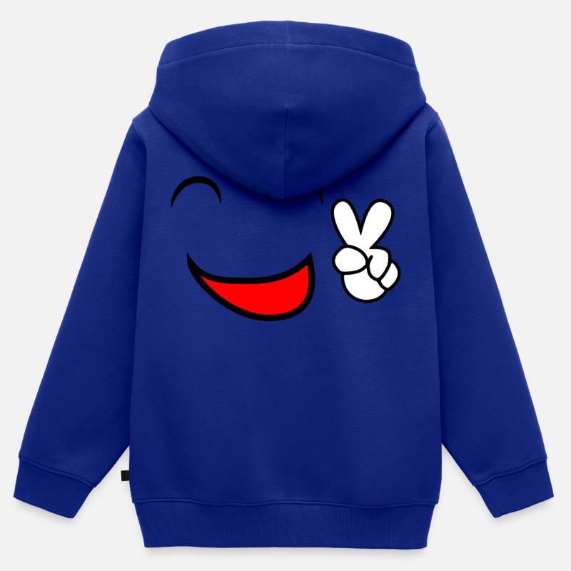 comic 3 - Sweat Premium à capuche zippé enfant bio - bleu roi