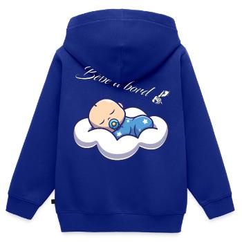 bébé à bord - Sweat Premium à capuche zippé enfant bio - bleu roi - Dos - AI Model Kid Male (0cm)