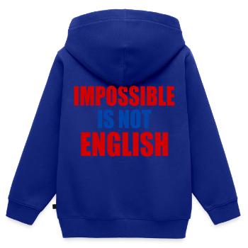 impossible is not english - england - Kinder Premium Organic Zip Hoodie - Royalblau - Hinten - AI Model Kid Male (0cm)