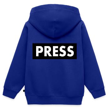 Press - Sweat Premium à capuche zippé enfant bio - bleu roi - Dos - AI Model Kid Male (0cm)