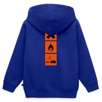 signe de danger - Sweat Premium à capuche zippé enfant bio - bleu roi - Dos - AI Model Kid Male (0cm)