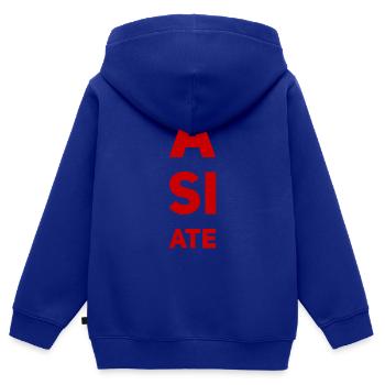 A SI ATE. Wonderful NEW Design by Maximum Design!! - Kinder Premium Organic Zip Hoodie - Royalblau - Hinten - AI Model Kid Male (0cm)