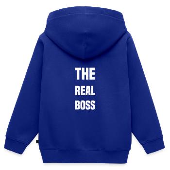 le vrai patron - Sweat Premium à capuche zippé enfant bio - bleu roi - Dos - AI Model Kid Male (0cm)