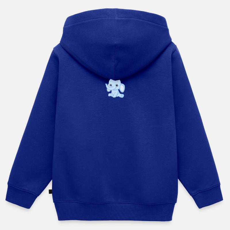 Elephants - Sweat Premium à capuche zippé enfant bio - bleu roi