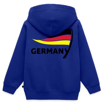 Germany - Kinder Premium Organic Zip Hoodie - Royalblau - Hinten - AI Model Kid Male (0cm)