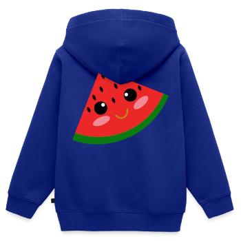 fröhliche Wassermelone - Kinder Premium Organic Zip Hoodie - Royalblau - Hinten - AI Model Kid Male (0cm)