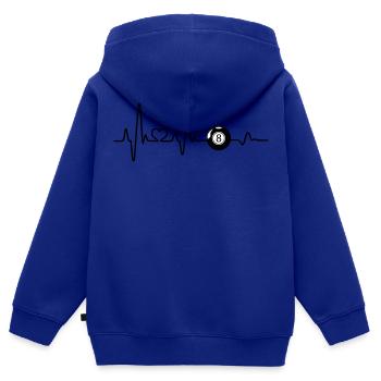 Billard boule de billard noir huit battements de coeur ECG - Sweat Premium à capuche zippé enfant bio - bleu roi - Dos - AI Model Kid Male (0cm)