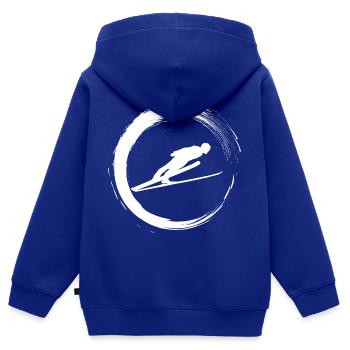 Skispringen Winterurlaub Berge - Kinder Premium Organic Zip Hoodie - Royalblau - Hinten - AI Model Kid Male (0cm)