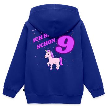 ICH BIN SCHON 9 Geburtstag Mädchen - Kinder Premium Organic Zip Hoodie - Royalblau - Hinten - AI Model Kid Male (0cm)