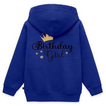 Fille d’anniversaire - Sweat Premium à capuche zippé enfant bio - bleu roi - Dos - AI Model Kid Male (0cm)