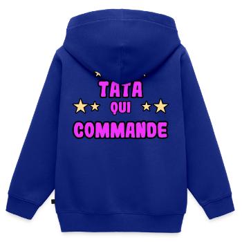 C'est tata qui commande - Sweat Premium à capuche zippé enfant bio - bleu roi - Dos - AI Model Kid Male (0cm)