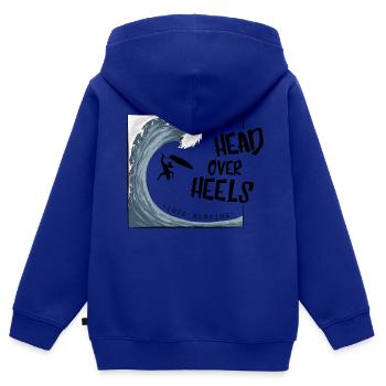 Tête baissée dans le surf surf surf surf ironie - Sweat Premium à capuche zippé enfant bio - bleu roi - Dos - AI Model Kid Male (0cm)