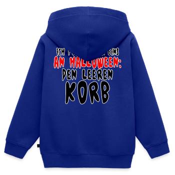 Ich fürchte nur eins an Halloween: den leeren Korb - Kinder Premium Organic Zip Hoodie - Royalblau - Hinten - AI Model Kid Male (0cm)