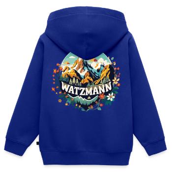 Watzmann Schönheit Alpenblumen Begeisterung Stolz - Kinder Premium Organic Zip Hoodie - Royalblau - Hinten - AI Model Kid Male (0cm)