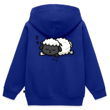 Frapper le foin - Sweat Premium à capuche zippé enfant bio - bleu roi - Dos - AI Model Kid Male (0cm)