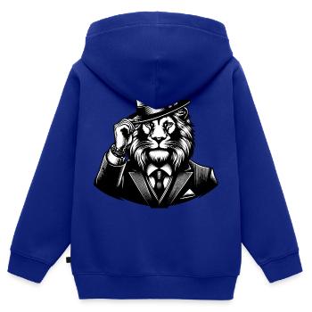 Noble Lion - Sweat Premium à capuche zippé enfant bio - bleu roi - Dos - AI Model Kid Male (0cm)