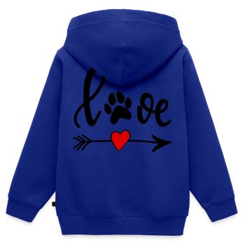 Love with Dog's Paw - Arrow with Heart - Kids Premium Organic Zip-up Hoodie - royal blue - Back - AI Model Kid Male (0cm)