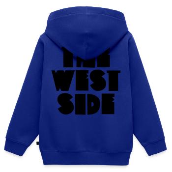 The West Side - Kinder Premium Organic Zip Hoodie - Royalblau - Hinten - AI Model Kid Male (0cm)