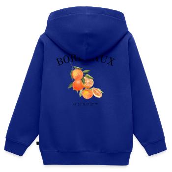 Bordeaux - France - Ville du Vin - Voyage - Sweat Premium à capuche zippé enfant bio - bleu roi - Dos - AI Model Kid Male (0cm)