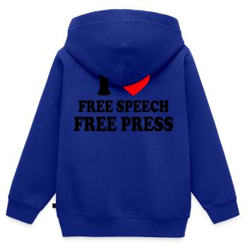 i love free speech free press - Kinder Premium Organic Zip Hoodie - Royalblau - Hinten - AI Model Kid Male (0cm)
