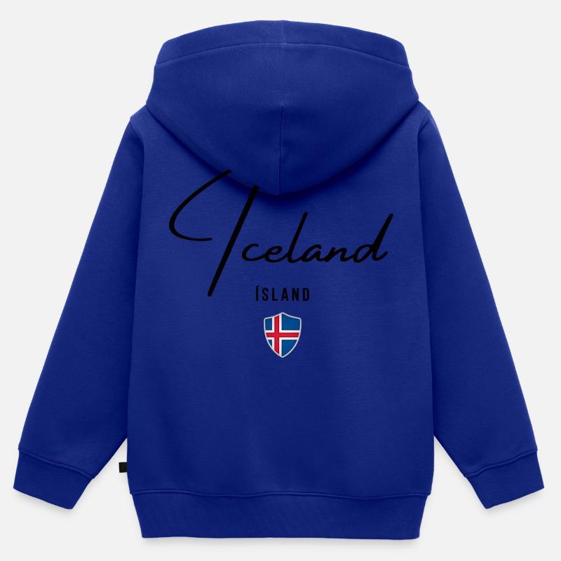 Drapeau de l’Islande, fierté islandaise - Sweat Premium à capuche zippé enfant bio - bleu roi