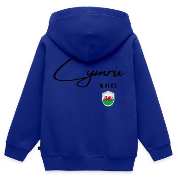 Flagge von Wales, walisischer Stolz - Kinder Premium Organic Zip Hoodie - Royalblau - Hinten - AI Model Kid Male (0cm)