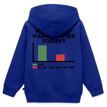 Werde ich heute Videospiele spielen | Videospiele - Kinder Premium Organic Zip Hoodie - Royalblau - Hinten - AI Model Kid Male (0cm)