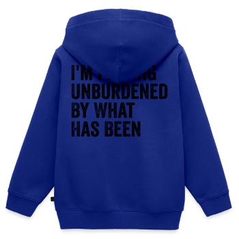 Ich fühle mich unbelastet von dem, was war - Kinder Premium Organic Zip Hoodie - Royalblau - Hinten - AI Model Kid Male (0cm)