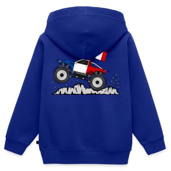 Drapeau Monster Truck France - Sweat Premium à capuche zippé enfant bio - bleu roi - Dos - AI Model Kid Male (0cm)