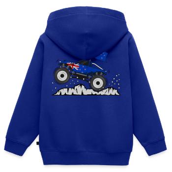 Monstertruck Neuseeland Flagge - Kinder Premium Organic Zip Hoodie - Royalblau - Hinten - AI Model Kid Male (0cm)