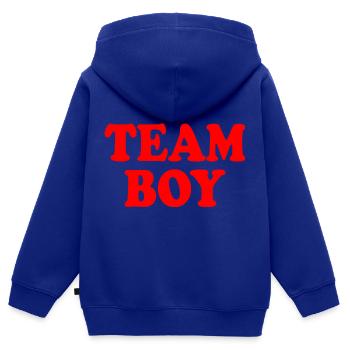 Team boy - Sweat Premium à capuche zippé enfant bio - bleu roi - Dos - AI Model Kid Male (0cm)