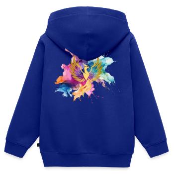 Phönix - Kinder Premium Organic Zip Hoodie - Royalblau - Hinten - AI Model Kid Male (0cm)