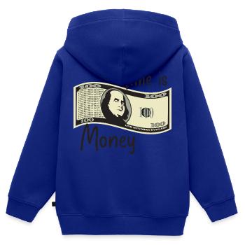 Zeit ist Geld - Kinder Premium Organic Zip Hoodie - Royalblau - Hinten - AI Model Kid Male (0cm)