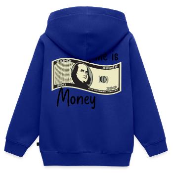 Zeit ist Geld - Kinder Premium Organic Zip Hoodie - Royalblau - Hinten - AI Model Kid Male (0cm)