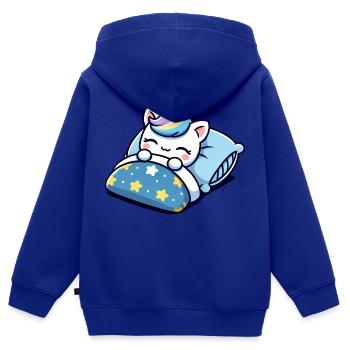 Unicorn Sleeping In Bed At Night Time - Kinder Premium Organic Zip Hoodie - Royalblau - Hinten - AI Model Kid Male (0cm)