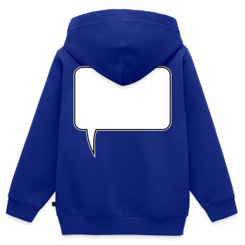 Conception rectangulaire de bulle de dialogue - Sweat Premium à capuche zippé enfant bio - bleu roi - Dos - AI Model Kid Male (0cm)