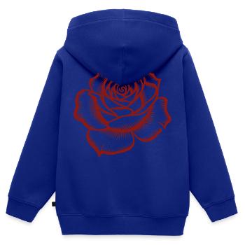 Rose - Cooles botanisches Logo - Kinder Premium Organic Zip Hoodie - Royalblau - Hinten - AI Model Kid Male (0cm)