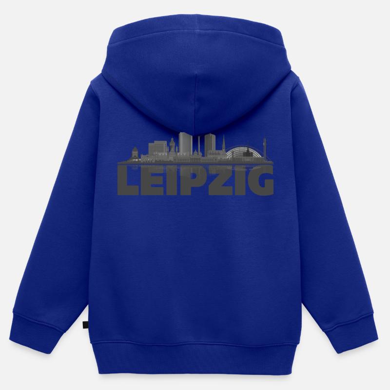 Leipzig 03 - Sweat Premium à capuche zippé enfant bio - bleu roi