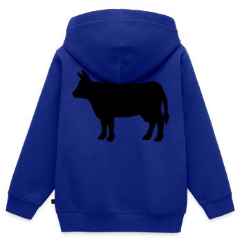 Bovin animaux - Sweat Premium à capuche zippé enfant bio - bleu roi - Dos - AI Model Kid Male (0cm)