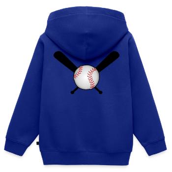 Baseball avec batte de baseball sur croix - Sweat Premium à capuche zippé enfant bio - bleu roi - Dos - AI Model Kid Male (0cm)