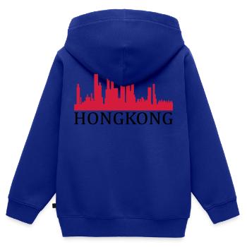 hongkong - Kinder Premium Organic Zip Hoodie - Royalblau - Hinten - AI Model Kid Male (0cm)
