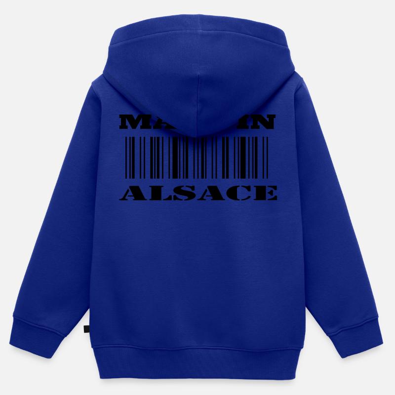 Made in ALSACE - Sweat Premium à capuche zippé enfant bio - bleu roi