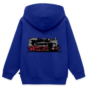 dampflok vieille romance locomotive - Sweat Premium à capuche zippé enfant bio - bleu roi - Dos - AI Model Kid Male (0cm)