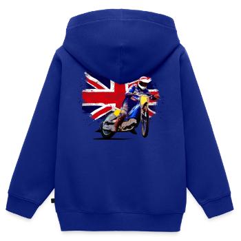 Speedway Racing - UK Flag - Kinder Premium Organic Zip Hoodie - Royalblau - Hinten - AI Model Kid Male (0cm)