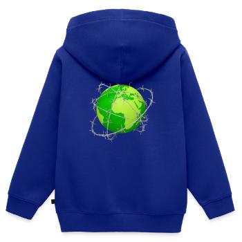 planet earth barbed wire 3D globe - Kids Premium Organic Zip-up Hoodie - royal blue - Back - AI Model Kid Male (0cm)