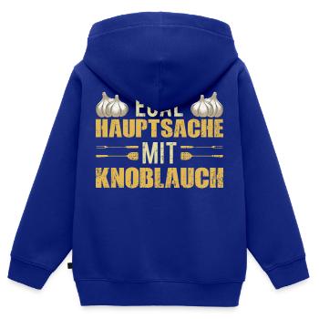 Egal Hauptsache mit Knoblauch 01 - Kinder Premium Organic Zip Hoodie - Royalblau - Hinten - AI Model Kid Male (0cm)