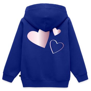 Zwei Herzen Turmalin rosa - Kinder Premium Organic Zip Hoodie - Royalblau - Hinten - AI Model Kid Male (0cm)